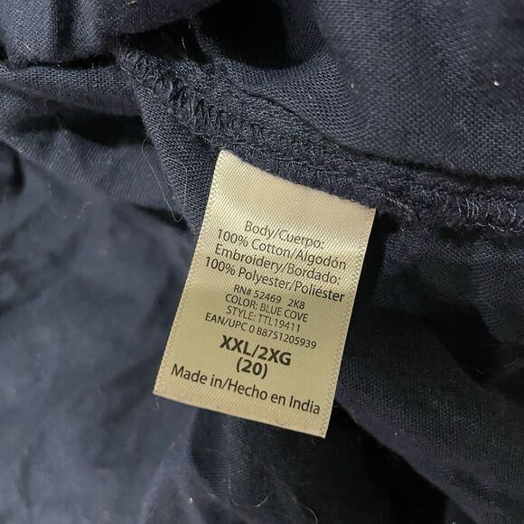 Time & Tru Navy Blue & white Floral Boho Peasant Blouse Size XXL - Picture 3 of 7